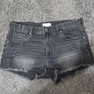 H&M Black Distressed Denim Cutoff Shorts